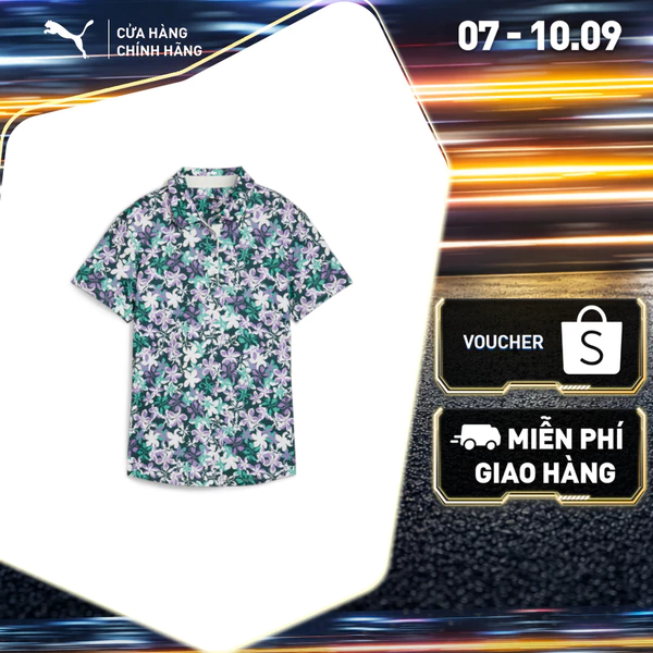 Áo Thun Thể Thao Golf PUMA Nữ W MATTR Lillie SS Polo Dark Myrtle-Lavender Alert Màu Xanh Lá