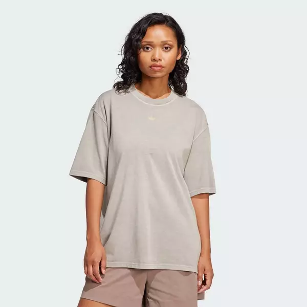 adidas Phong cách sống Áo Thun Oversize Washed Nữ màu xanh lá JI5730