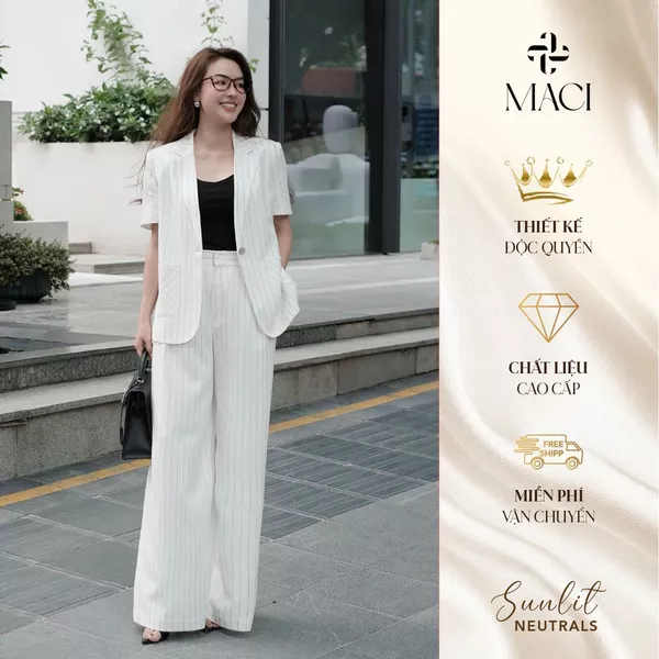 Quần Suông Linen Hàn Hoạ Tiết Kẻ Sọc MACI MCQQTKE0385 Thời Trang Nữ Thiết Kế Độc Quyền