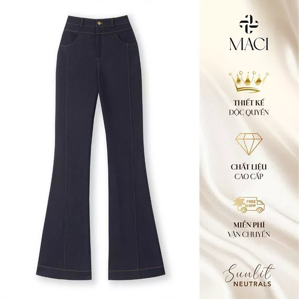 Quần Denim Ống Loe Diễu Chỉ MACI MCQQJXD0300 Thời Trang Nữ Thiết Kế Độc Quyền