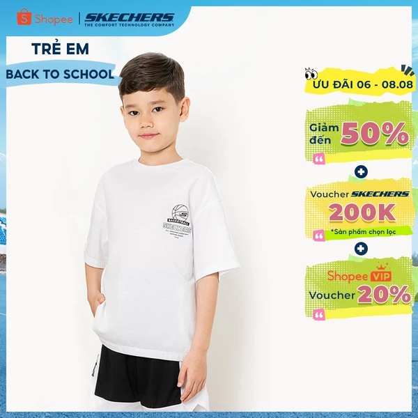 Áo Thun Tay Ngắn Bé Trai Skechers Basketball Culture Short Sleeve Tee - P225B084-0019 Online Sale