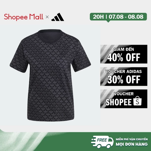 [Duy nhất 8.8 - VOUCHER 30%]adidas Phong cách sống Áo Thun Monogram Ba Lá Nữ Đen II3180