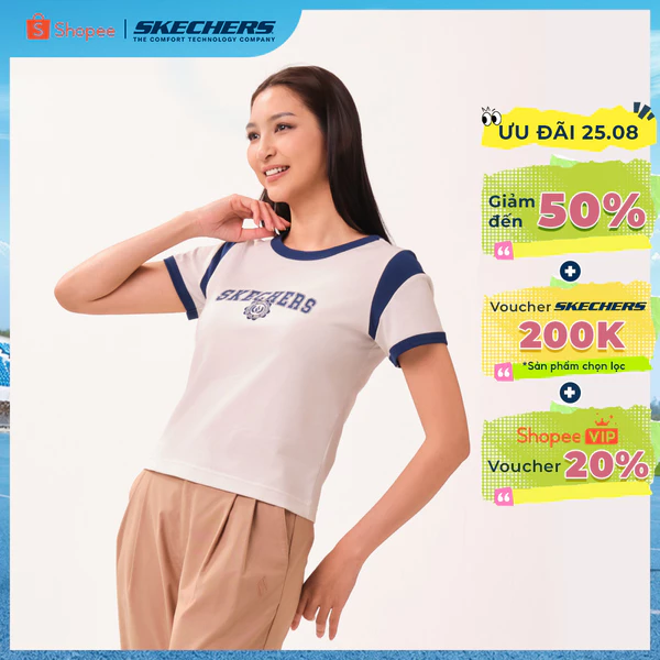 Áo Thun Tay Ngắn Nữ Skechers Skechers Authentic Iconic Short Sleeve Tee - SL226W179-00QF
