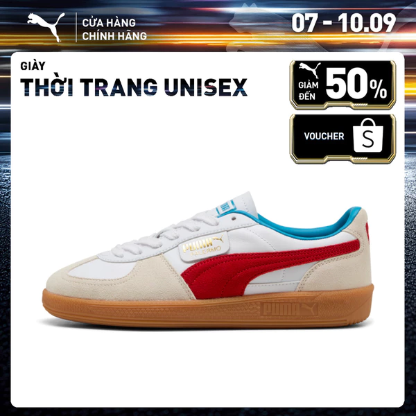 Giày Thời Trang PUMA Unisex Palermo Lth White-For All Time Red Màu Trắng