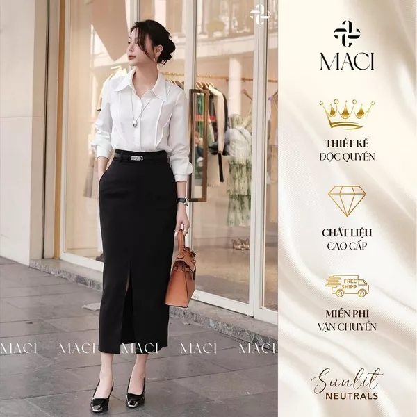 Áo Sơ Mi Trắng Gân Nổi MACI MCASMTR0024 Thời Trang Nữ Thiết Kế Độc Quyền