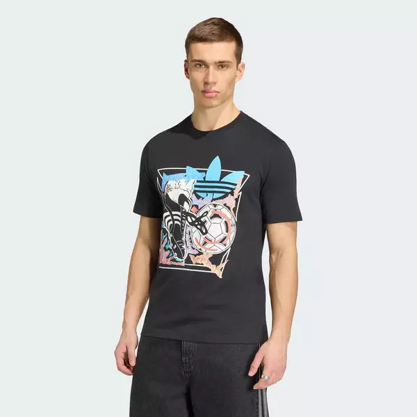 adidas Phong cách sống Áo Thun Archive Anime Football Graphic Nam Đen KE2768