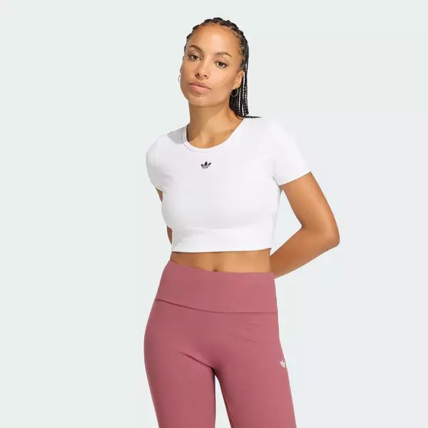 adidas Phong cách sống ÁO THUN GÂN ESSENTIALS Nữ trắng KT4758
