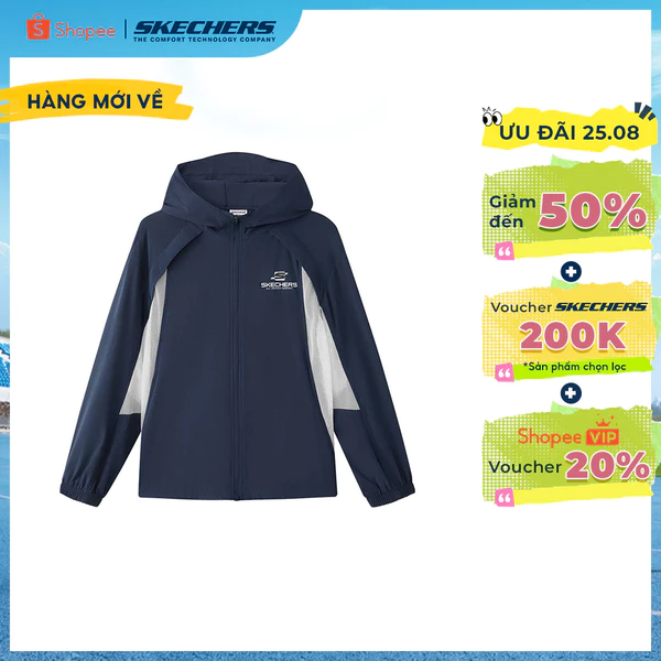 Áo Khoác Có Nón Bé Trai Skechers Runners Club Performance Hooded Jacket - P226B050-002Z