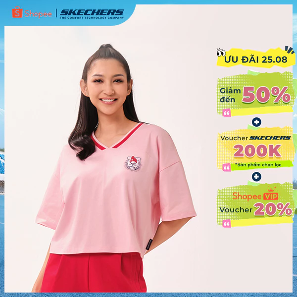 Áo Thun Tay Ngắn Nữ Skechers Hello Kitty & My Melody Short Sleeve Tee - SL226W246-003G