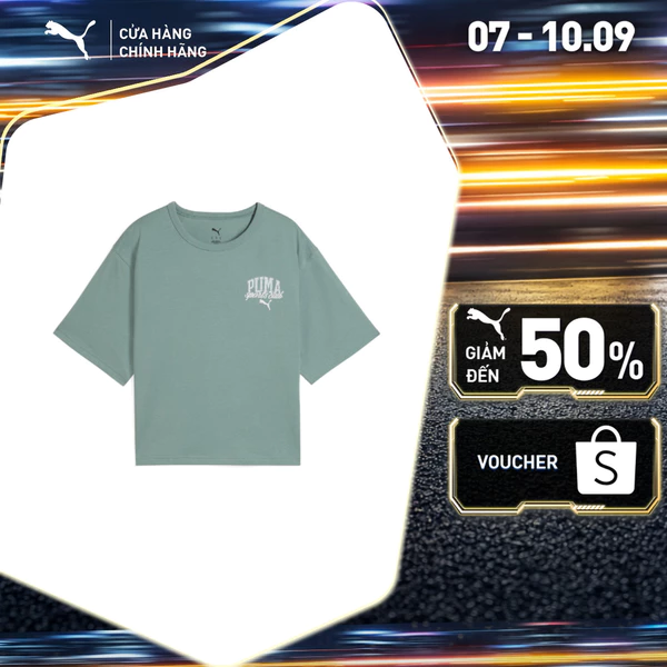 Áo Thun Thời Trang PUMA Nữ CLASS Relaxed Crop Tee Green Moon Màu Xanh Lá