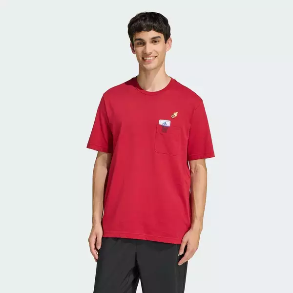 adidas Lifestyle MINI EMBROIDERY BASKETBALL GRAPHIC T-SHIRT Men Burgundy KB2525
