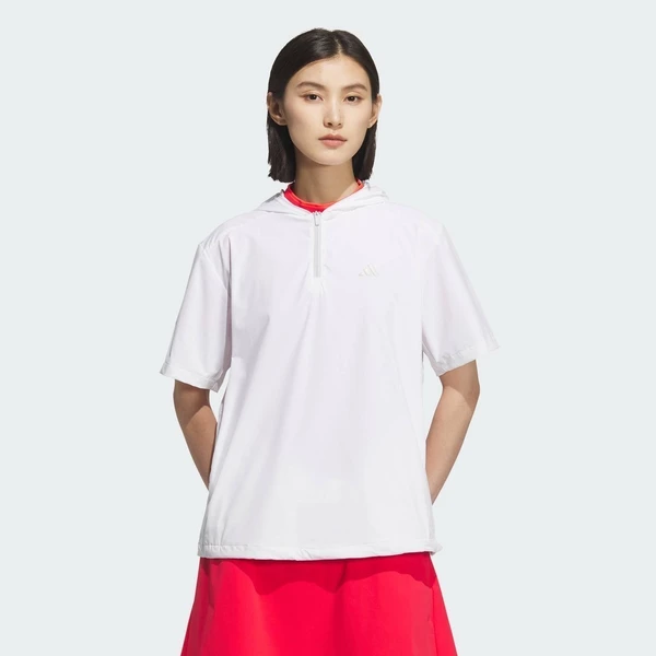 adidas Đánh gôn Áo Chui Đầu Có Mũ Ngắn Tay Khóa Kéo 1/4 Adizero Nữ trắng JE8319