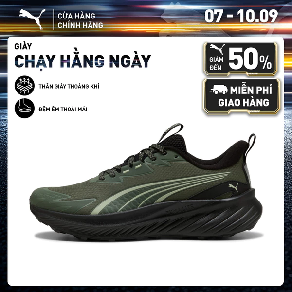 Giày Chạy Bộ PUMA Unisex Pounce Lite 2 Trail Moss Veil-Soft Grass-Black Màu Xanh Lá
