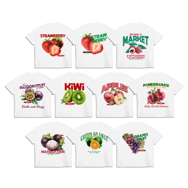 TheGlam CHÍNH HÃNG - Áo Thun Trắng Form Boxy "TROPICAL FRUITS COLLECTION" UNISEX BST Áo Hè Trái Cây - TS01