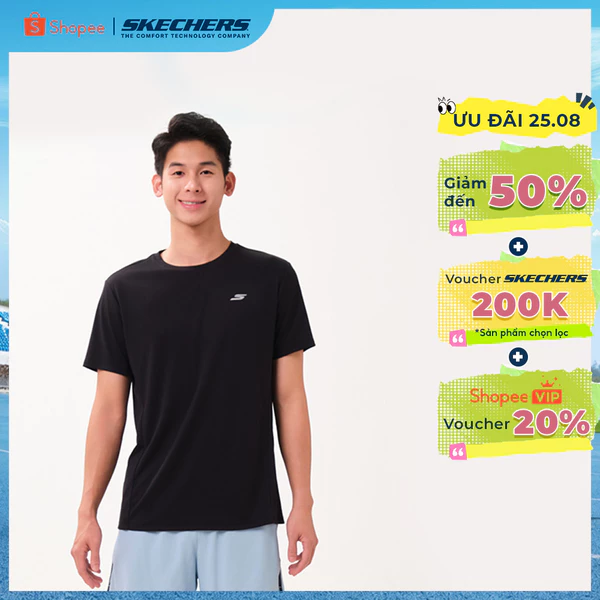 Áo Thun Tay Ngắn Nam Skechers Running Performance Short Sleeve Tee - SP126M093-0018