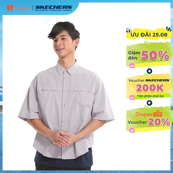Shirt Nam Skechers Lifestyle Physical Academia Collection Trendy Shirt-SL225M018-0001 Online Sale