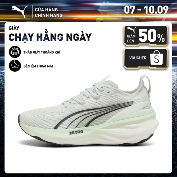 Giày Chạy Bộ PUMA Nữ ForeverRun NITRO 2 Wns Sage Frost-Dusky Gray Màu Xanh Lá