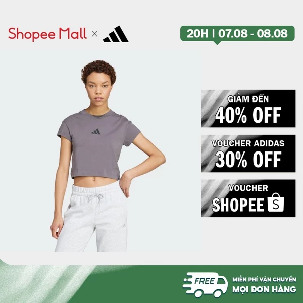 [Duy nhất 8.8 - VOUCHER 30%]adidas Phong cách sống Áo Baby Tee Logo Nhỏ Future Icons Nữ Xám JE4004
