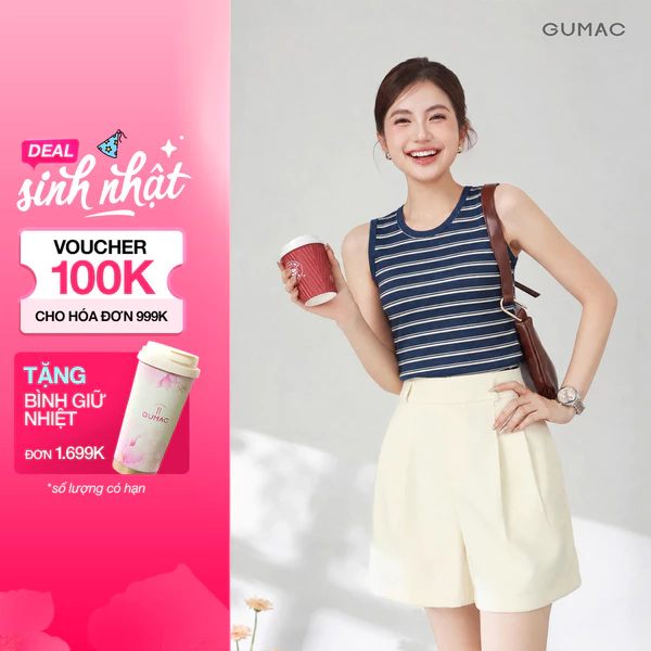 Áo Tanktop Nữ GUMAC orm Slimfit Ôm Vừa Cổ Tròn Viền Tệp Tinh Tế Phong Cách Trẻ Trung Hiện Đại LATG05049