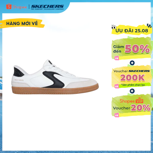 Giày Thể Thao Nữ Skechers Slip-Ins Court Classics Hotshot Perfect Choice - 185412-WBK Air-Cooled Memory Foam