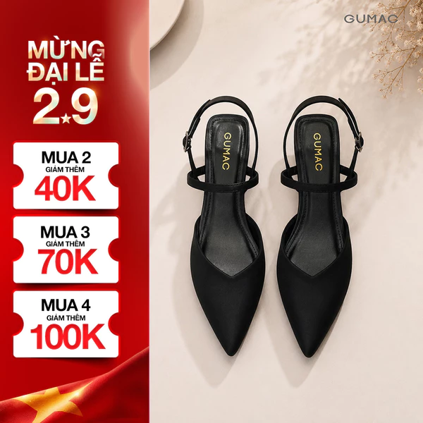 Giày Nữ GUMAC Bít Mũi Gót 3cm Quai Hậu Khóa Kim Loại Hiện Đại Êm Chân Phù Hợp Đi Làm Hằng Ngày GG06030
