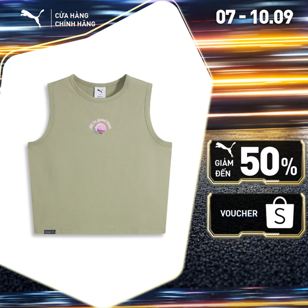 Áo Thun Thời Trang PUMA Nữ ALL IN GOOD TIME TANK W Lux Army Màu Xanh Lá