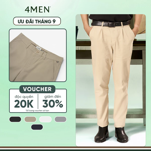 Quần Kaki 4MEN Signature Stripe Trơn Form Regular QK036 Thời Trang, Thanh Lịch