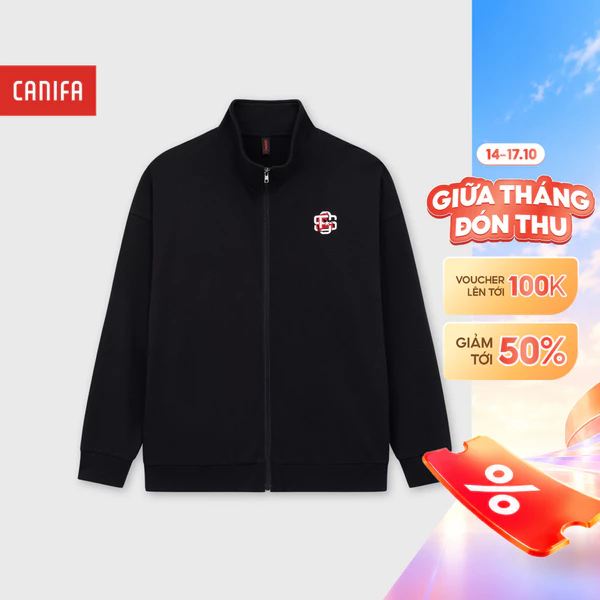 Áo khoác unisex người lớn CANIFA Đơm Hoa Kết Mã khóa kéo dài tay 5OT25W007