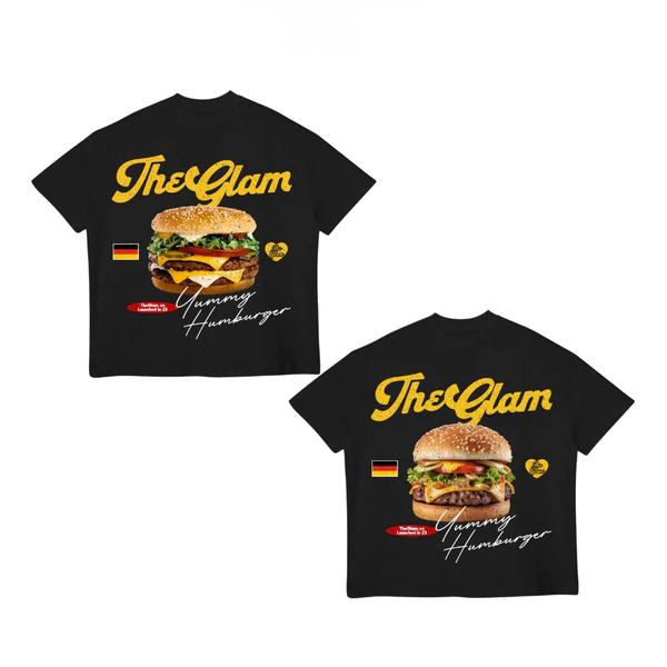 TheGlam CHÍNH HÃNG - Áo Thun Đen "HUMBURGER" UNISEX Form Boxy - TS02-20