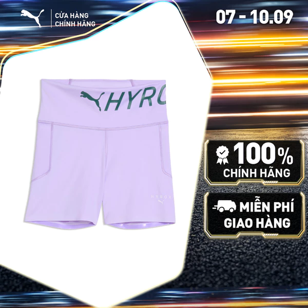 Quần Đùi Thể Thao Tập Luyện PUMA Nữ W xHYROX PWRMD 4 SRTTHT Light Lavender Màu Tím