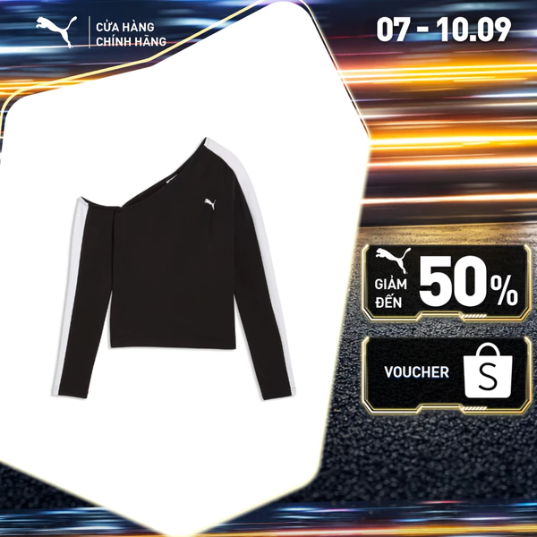 Áo Thun Thời Trang PUMA Nữ T7 Asymmetric Longsleeve Black Màu Đen