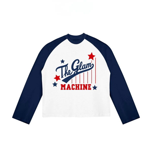 TheGlam CHÍNH HÃNG - Áo Thun Tay Dài “MACHINE” Raglan Màu Trắng/Navy - TS06-13