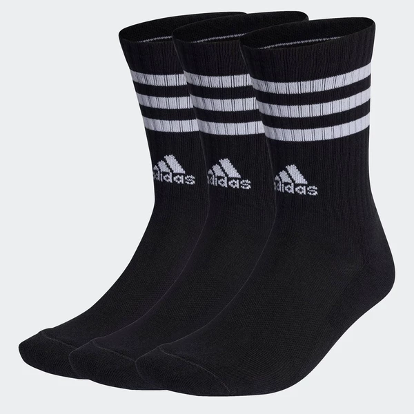 adidas Phong cách sống & Bóng rổ Bộ 3 Đôi Tất Cổ Cao Lót Đệm 3 Sọc Unisex Đen IC1321