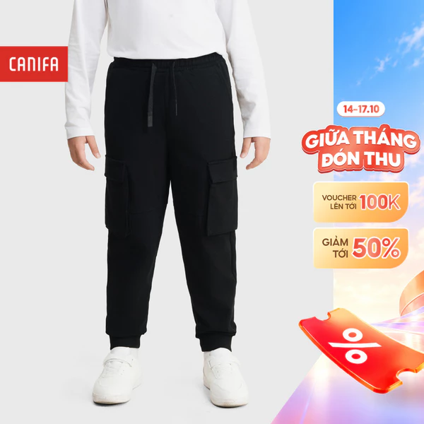 Quần nỉ bé trai CANIFA có túi hộp form rộng mềm mịn giữ ấm tốt 2BP25W004