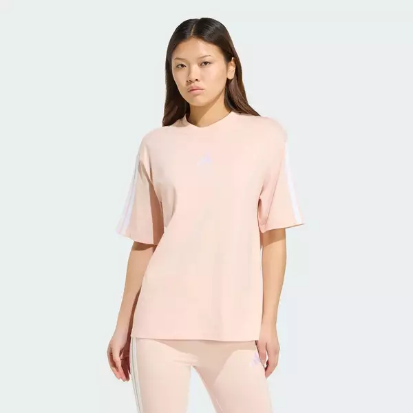 adidas Phong cách sống Áo Thun Boyfriend 3 Sọc Essentials Nữ Hồng KC5206