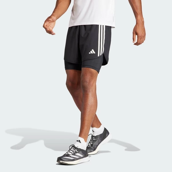 adidas Running Own the Run 3-Stripes 2-in-1 Shorts Men Black IQ3808