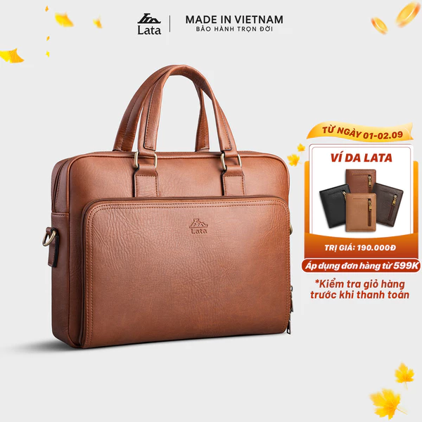 Cặp Công Sở Lata (Thời trang nam basic đựng laptop 13.3 inch - Cặp da CA32)
