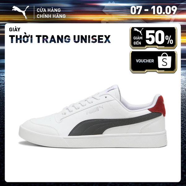 Giày Thời Trang PUMA Unisex Shuffle White-Shadow Gray-Intense Red Màu Trắng