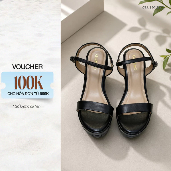 Giày Sandal Nữ GUMAC Đế Xuồng 9cm Quai Ngang Êm Chân Phù Hợp Đi Làm Đi Chơi GG07009