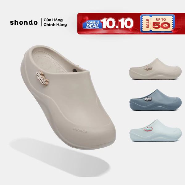 Dép Sục Unisex Shondo Suke Clog Gắn Charm Dễ Thương Đế Ôm Lòng Bàn Chân Nhiều Màu