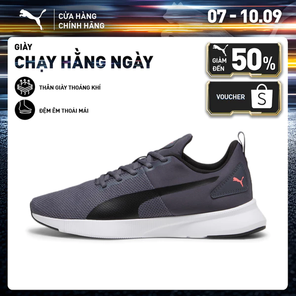 Giày Chạy Bộ PUMA Unisex FLYER RUNNER Galactic Gray- Black-Sunset Glow Màu Xám
