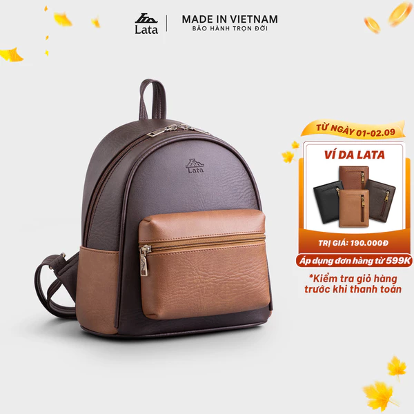 Balo Lata (Thời trang nữ mini cá tính cỡ trung - Balo da BAL75)