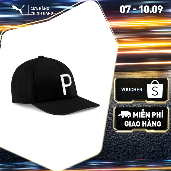 Nón Thể Thao Golf PUMA Nam P Cap Black-White Glow Màu Đen