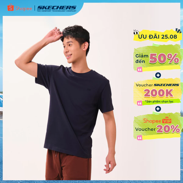 Áo Thun Tay Ngắn Nam Skechers Skechers Authentic Iconic Short Sleeve Tee - SL226M232-002Z