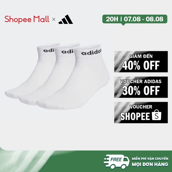 [Duy nhất 8.8 - VOUCHER 30%]adidas Phong cách sống Bộ 3 Đôi Tất Cổ Ngắn Think Linear Unisex trắng HT3451