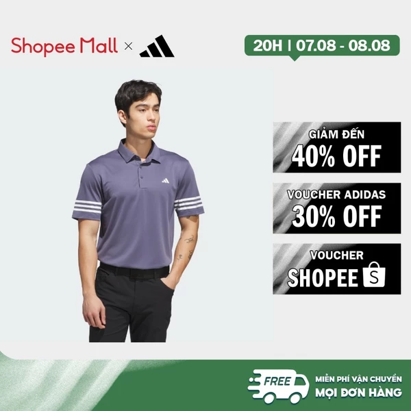 [Duy nhất 8.8 - VOUCHER 30%]adidas Đánh gôn Áo Polo 3 Sọc Nam Màu tím JX7207