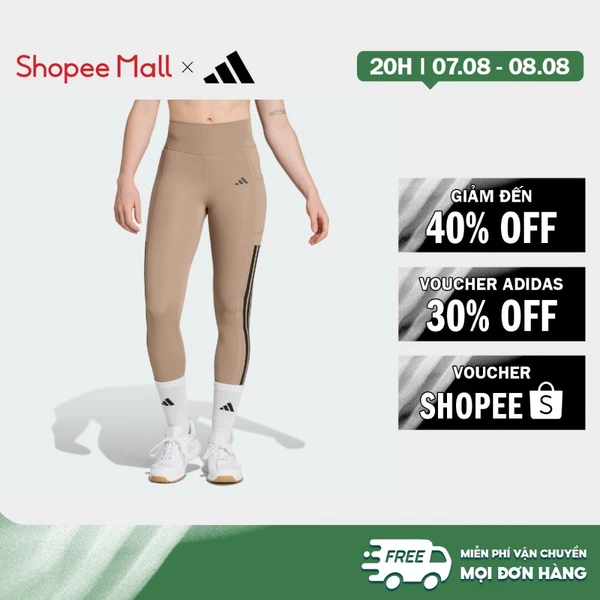 [Duy nhất 8.8 - VOUCHER 30%]adidas Gym & Training Quần Legging Dài 3 Sọc Optime Nữ nâu JX7319
