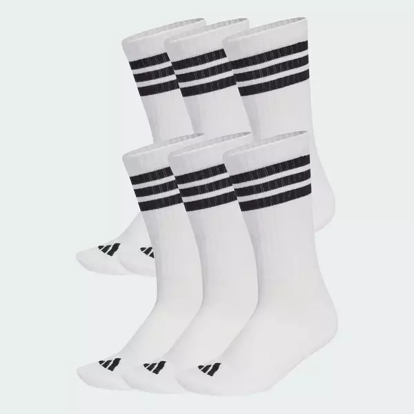 adidas Phong cách sống Bộ 6 Đôi Tất Cổ Trung Có Đệm 3 Gạch Essentials Unisex trắng KE5492