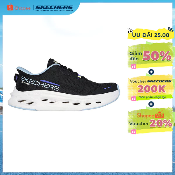 Giày Thể Thao Nữ Skechers Slip-ins Max Cushioning Glide-Step - 129400-BKBL Air-Cooled Goga Mat Online Sale