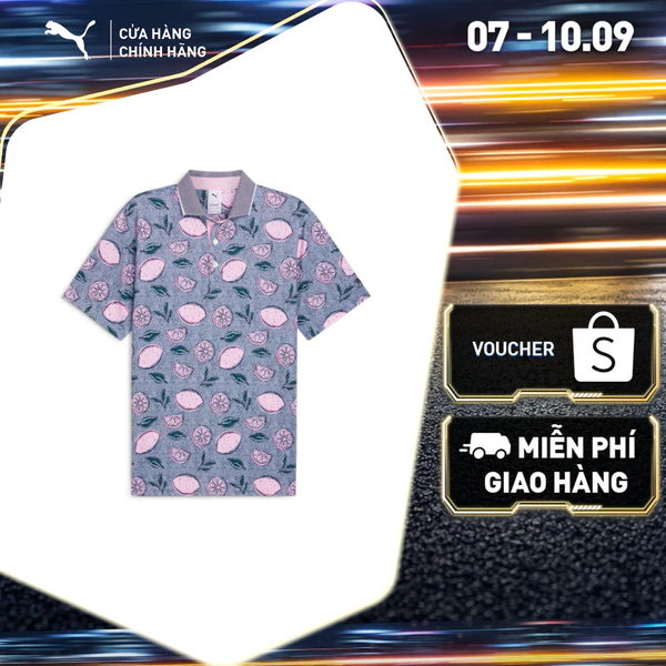 Áo Thun Thể Thao Golf PUMA Nam X AP PINK LEMONADE POLO Deep Navy Màu Xanh